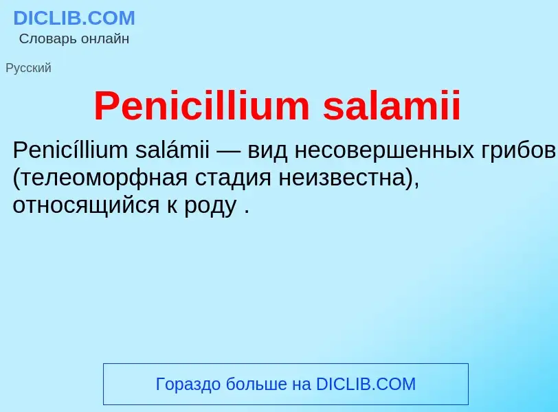 Wat is Penicillium salamii - definition