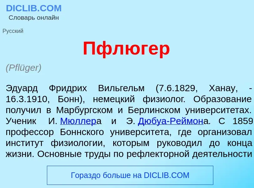 What is Пфл<font color="red">ю</font>гер - meaning and definition