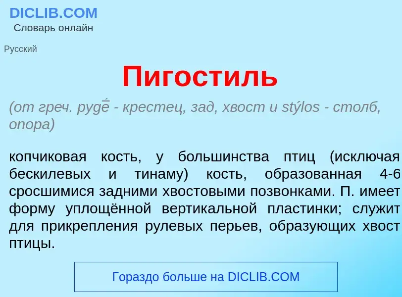 Che cos'è Пигост<font color="red">и</font>ль - definizione