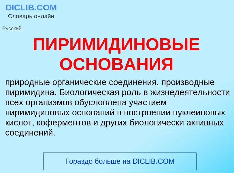 ¿Qué es ПИРИМИДИНОВЫЕ ОСНОВАНИЯ? - significado y definición