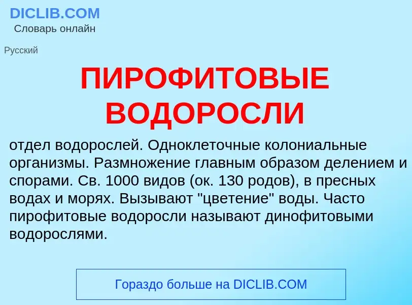 Wat is ПИРОФИТОВЫЕ ВОДОРОСЛИ - definition