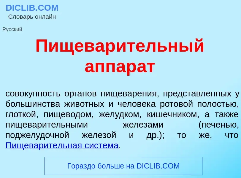 O que é Пищевар<font color="red">и</font>тельный аппар<font color="red">а</font>т - definição, signi