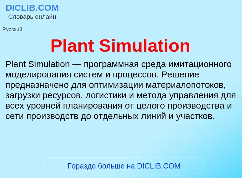 What is Plant Simulation - meaning and definition