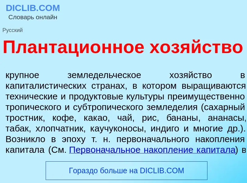 Che cos'è Плантаци<font color="red">о</font>нное хоз<font color="red">я</font>йство - definizione