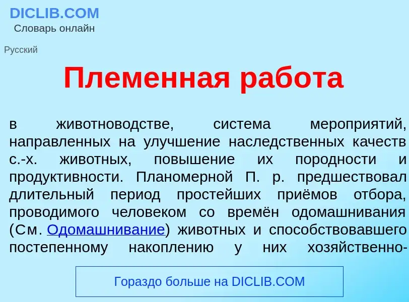 What is Племенн<font color="red">а</font>я раб<font color="red">о</font>та - meaning and definition