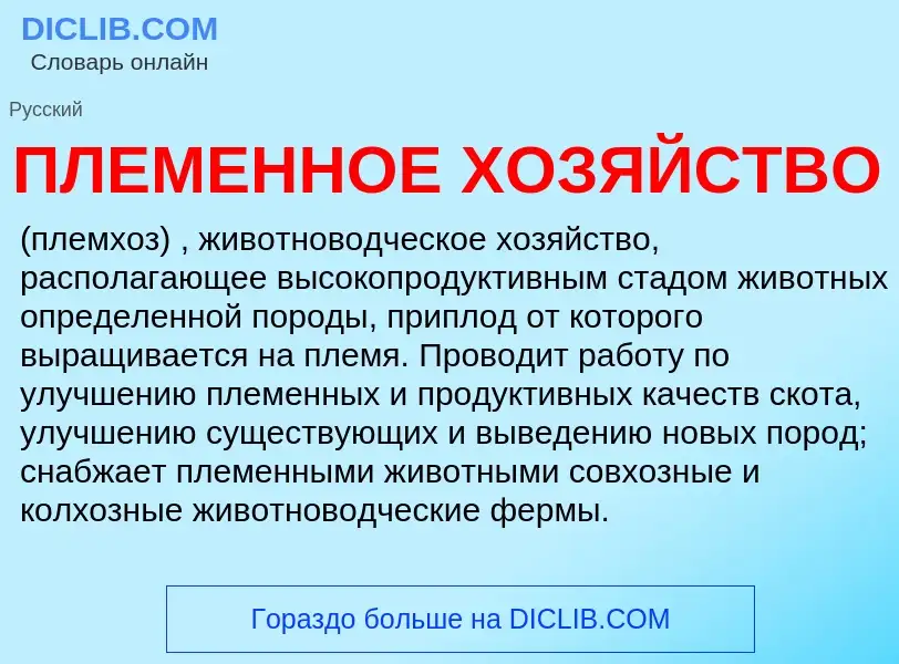 What is ПЛЕМЕННОЕ ХОЗЯЙСТВО - definition