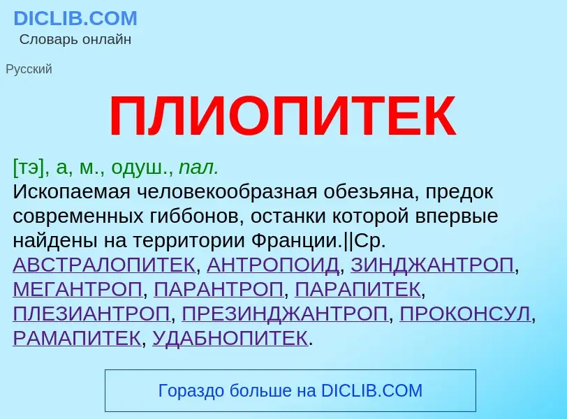 What is ПЛИОПИТЕК - meaning and definition