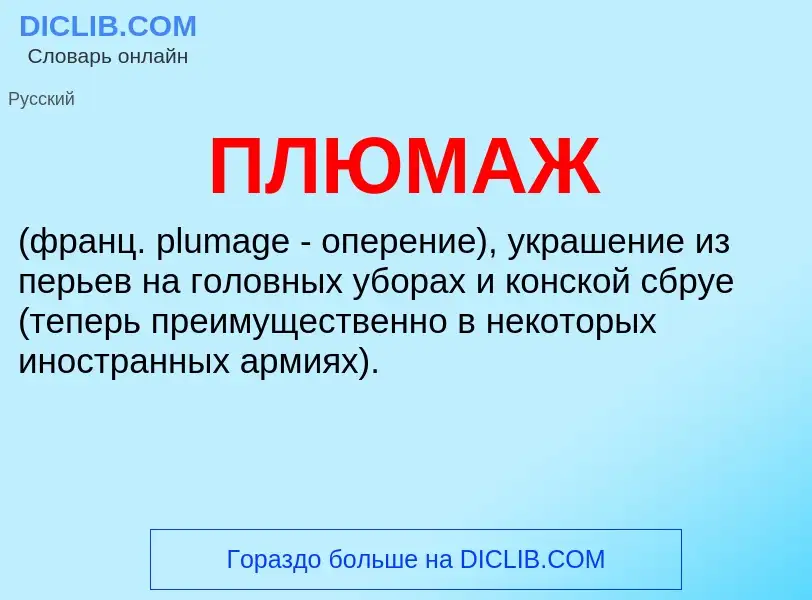 What is ПЛЮМАЖ - meaning and definition