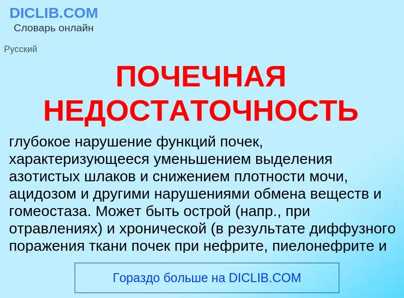 Che cos'è ПОЧЕЧНАЯ НЕДОСТАТОЧНОСТЬ - definizione