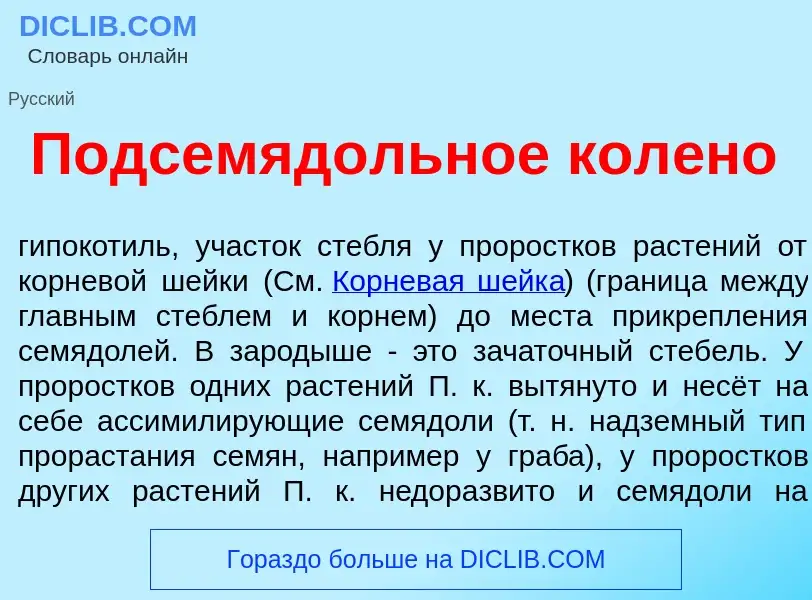 Qu'est-ce que Подсемяд<font color="red">о</font>льное кол<font color="red">е</font>но - définition