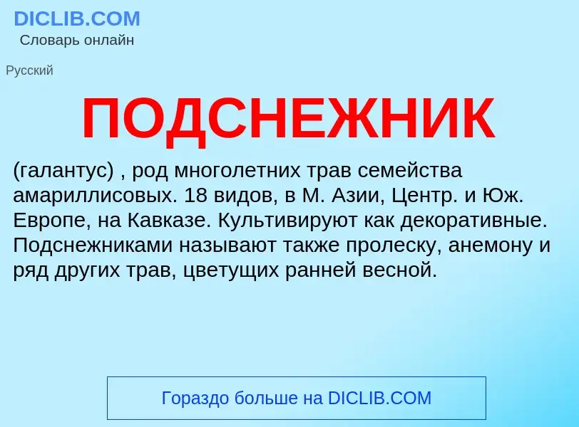 O que é ПОДСНЕЖНИК - definição, significado, conceito