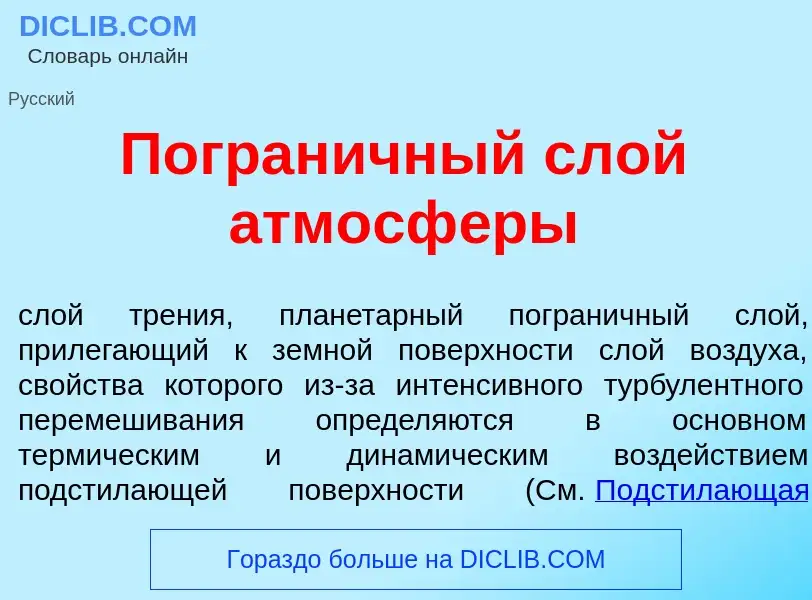 Что такое Погран<font color="red">и</font>чный слой атмосф<font color="red">е</font>ры - определение