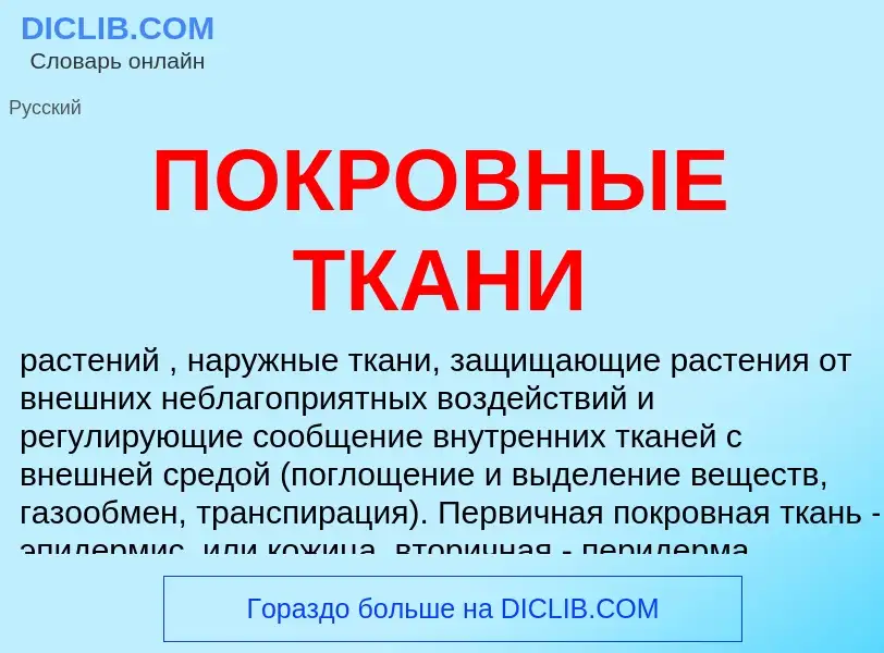 Что такое ПОКРОВНЫЕ ТКАНИ - определение