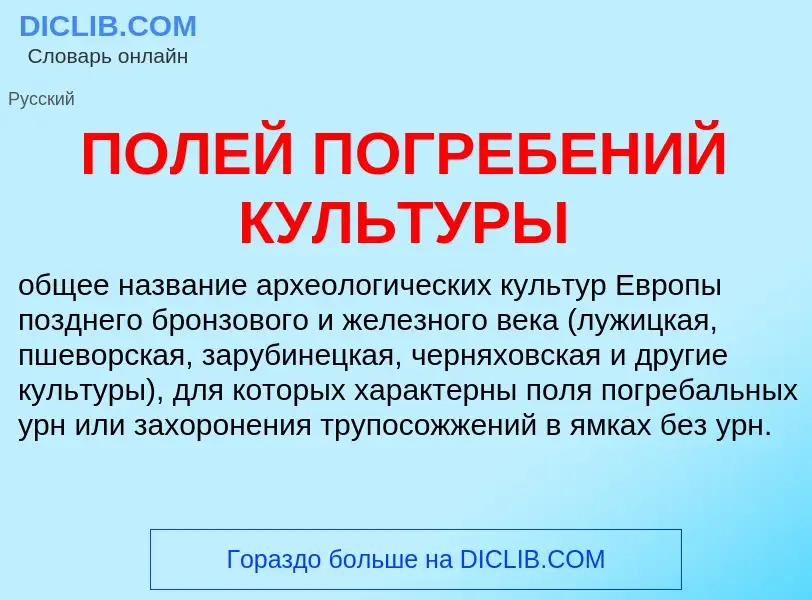 What is ПОЛЕЙ ПОГРЕБЕНИЙ КУЛЬТУРЫ - definition