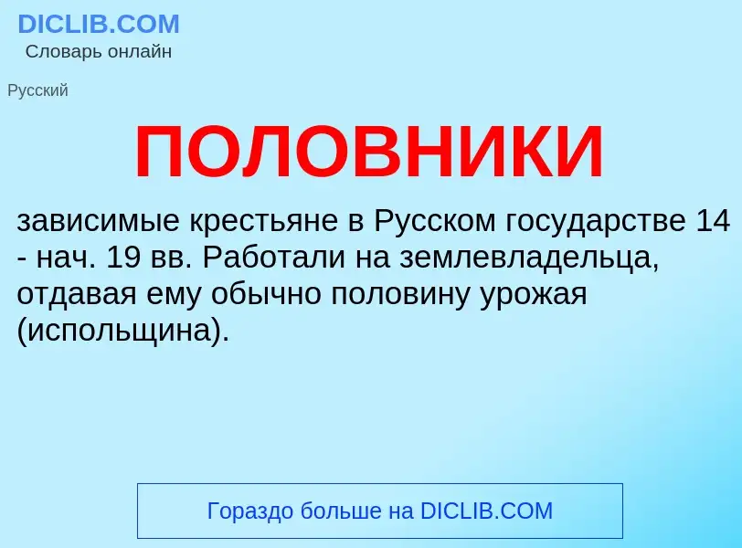 O que é ПОЛОВНИКИ - definição, significado, conceito