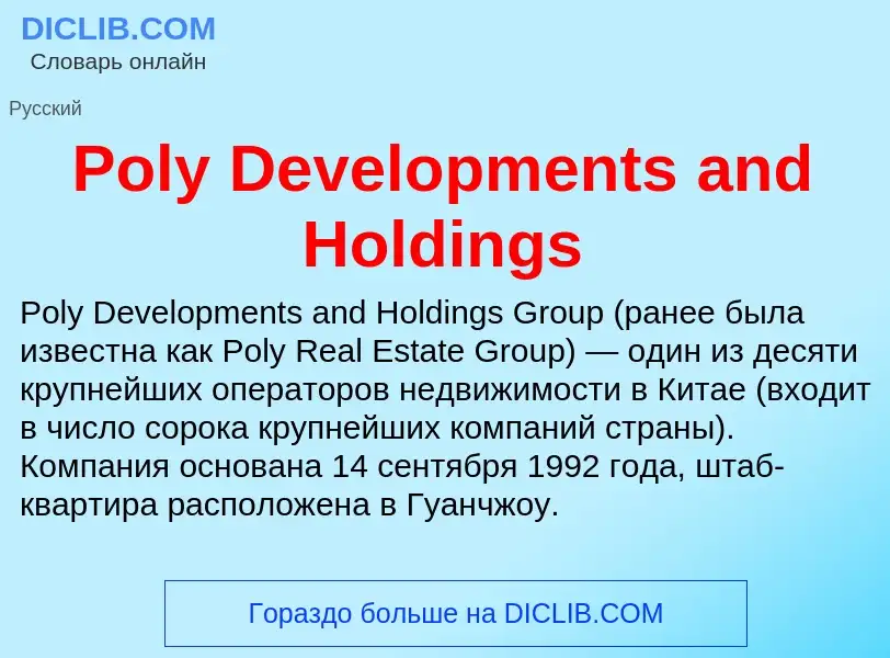 Τι είναι Poly Developments and Holdings - ορισμός