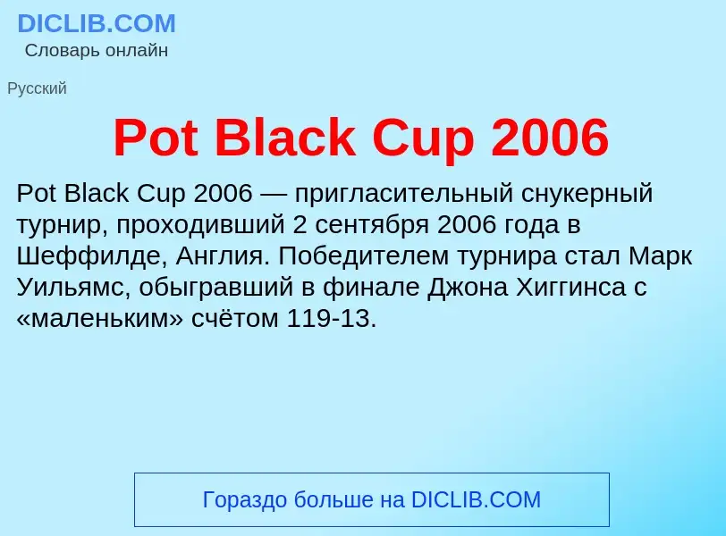 Что такое Pot Black Cup 2006 - определение