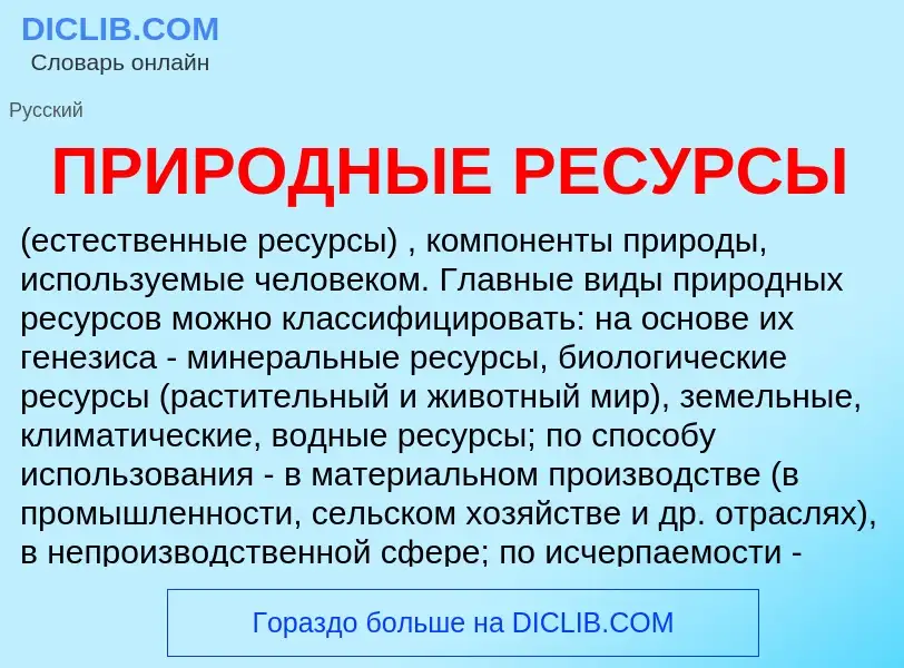 Che cos'è ПРИРОДНЫЕ РЕСУРСЫ - definizione