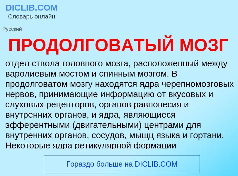 Что такое ПРОДОЛГОВАТЫЙ МОЗГ - определение