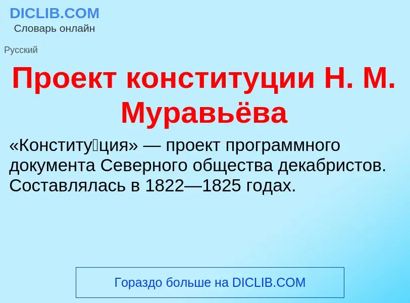 ¿Qué es Проект конституции Н. М. Муравьёва? - significado y definición