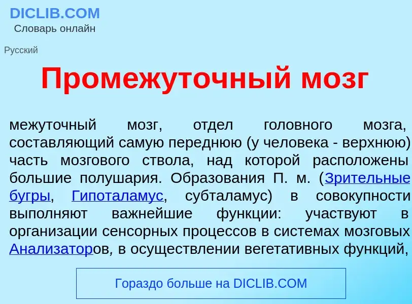 Что такое Промеж<font color="red">у</font>точный мозг - определение