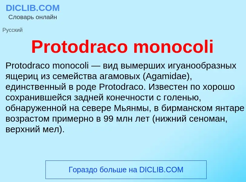 Что такое Protodraco monocoli - определение