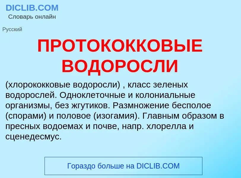 O que é ПРОТОКОККОВЫЕ ВОДОРОСЛИ - definição, significado, conceito