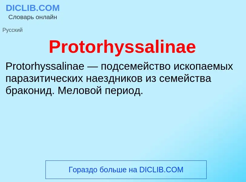 Wat is Protorhyssalinae - definition