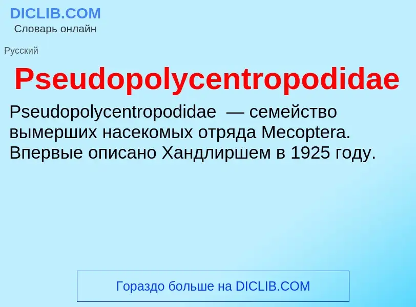 Τι είναι Pseudopolycentropodidae - ορισμός