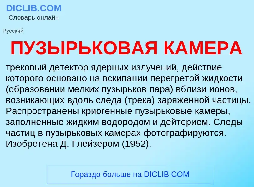 Wat is ПУЗЫРЬКОВАЯ КАМЕРА - definition