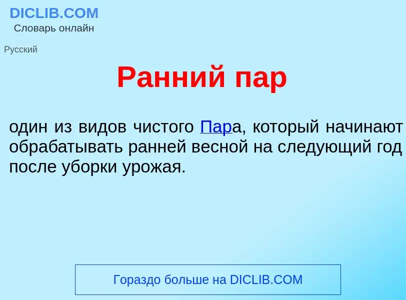 Wat is Р<font color="red">а</font>нний пар - definition