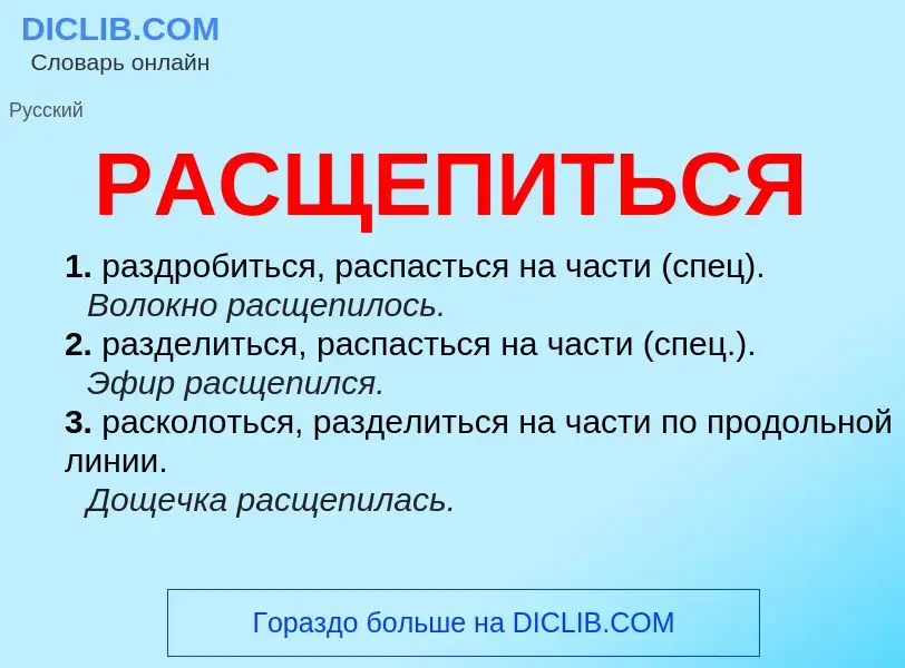 What is РАСЩЕПИТЬСЯ - meaning and definition