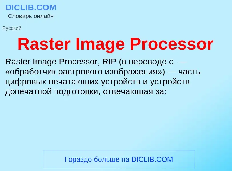 Che cos'è Raster Image Processor - definizione