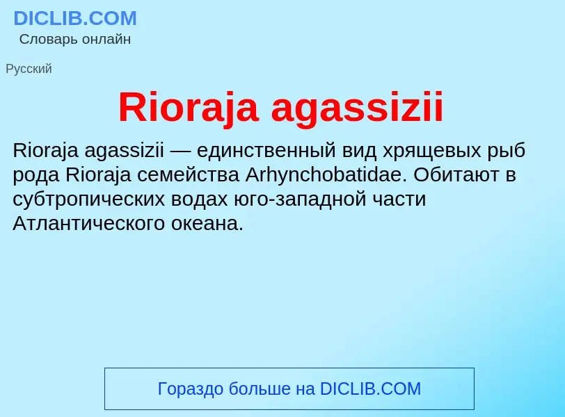 Что такое Rioraja agassizii - определение