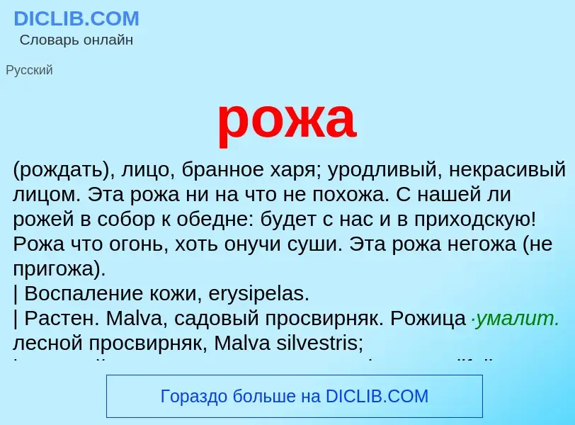 What is рожа - definition