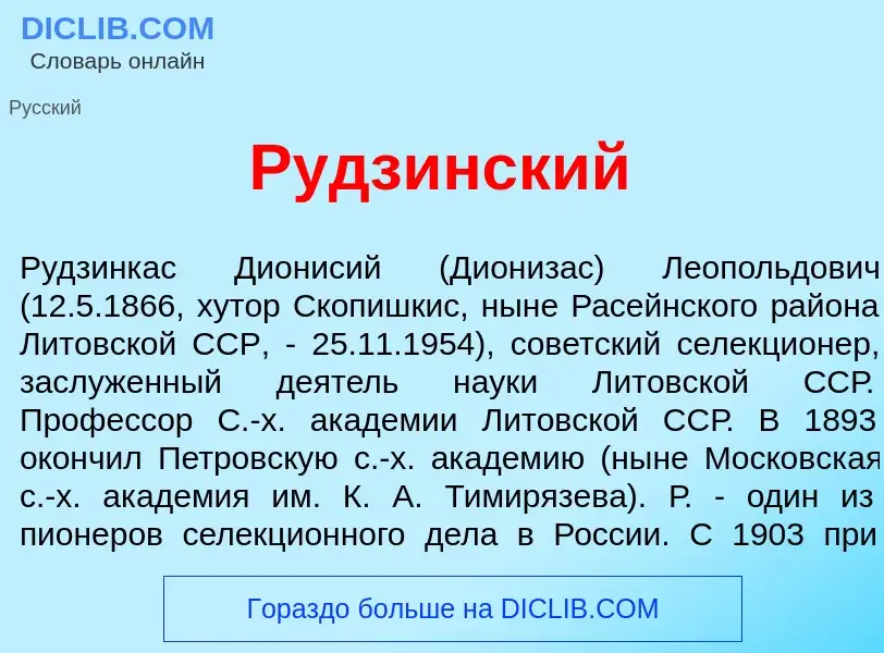 What is Рудз<font color="red">и</font>нский - meaning and definition