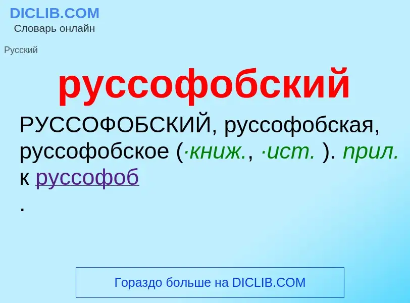 Che cos'è руссофобский - definizione