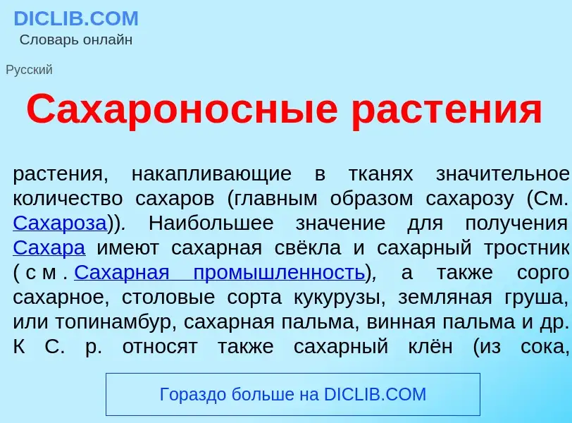 Che cos'è Сахарон<font color="red">о</font>сные раст<font color="red">е</font>ния - definizione