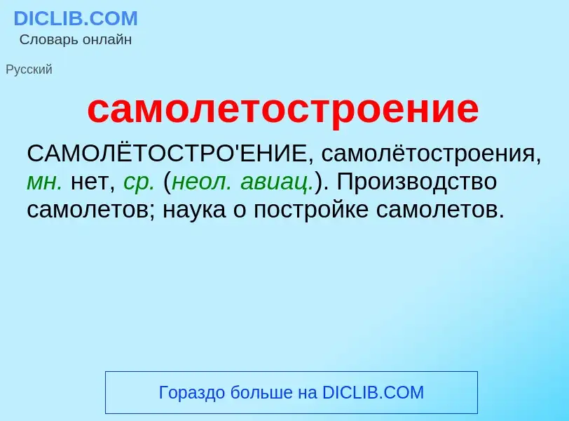 What is самолетостроение - meaning and definition