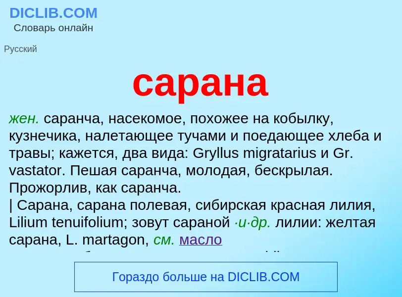 What is сарана - meaning and definition