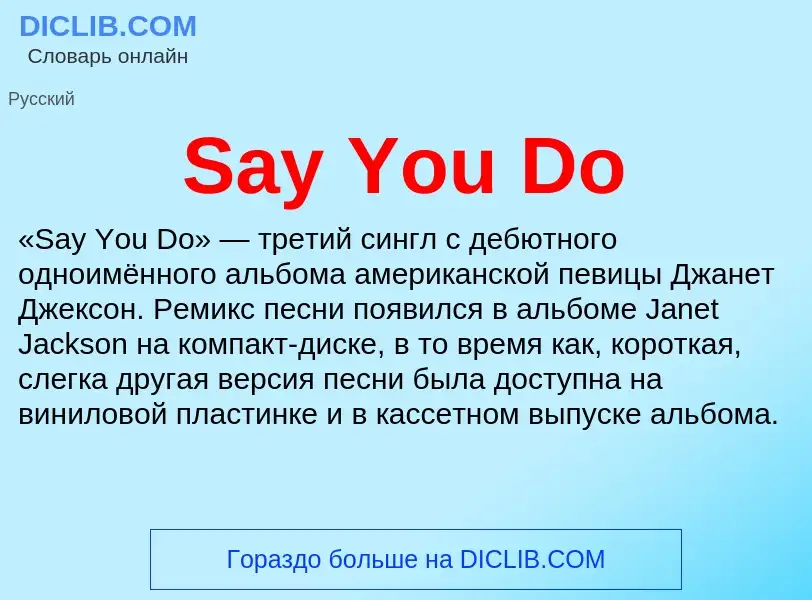 ¿Qué es Say You Do? - significado y definición