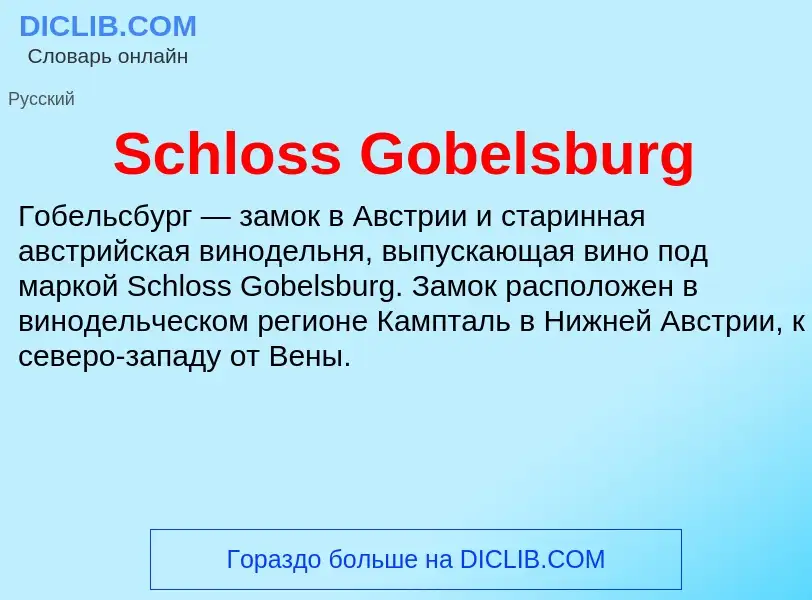 ¿Qué es Schloss Gobelsburg? - significado y definición