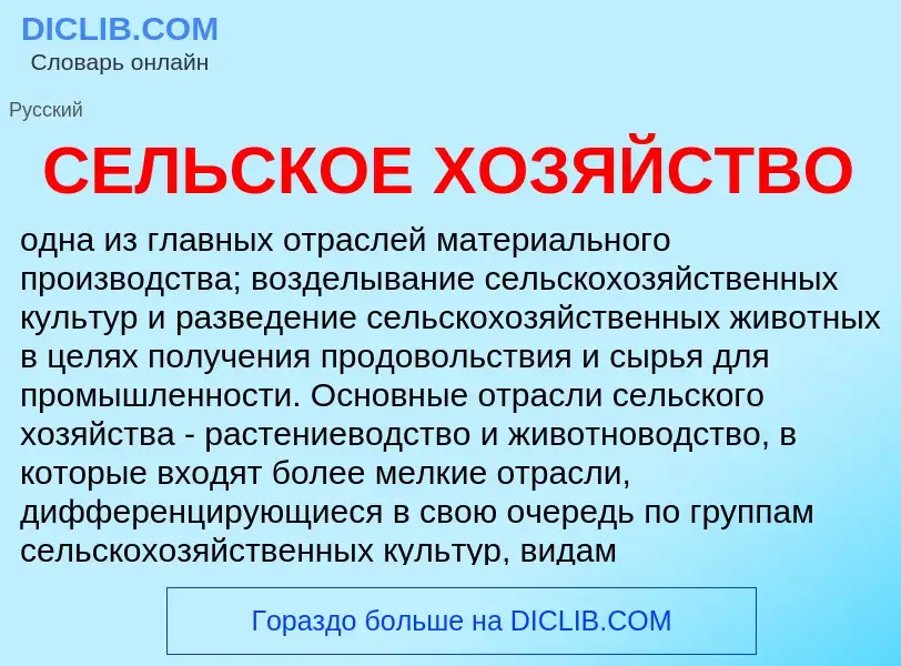 Was ist СЕЛЬСКОЕ ХОЗЯЙСТВО - Definition