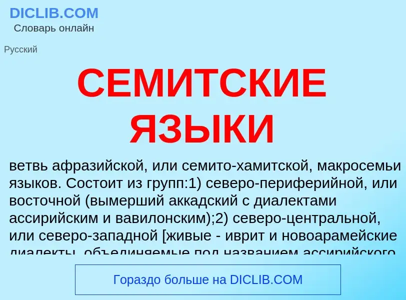 Che cos'è СЕМИТСКИЕ ЯЗЫКИ - definizione