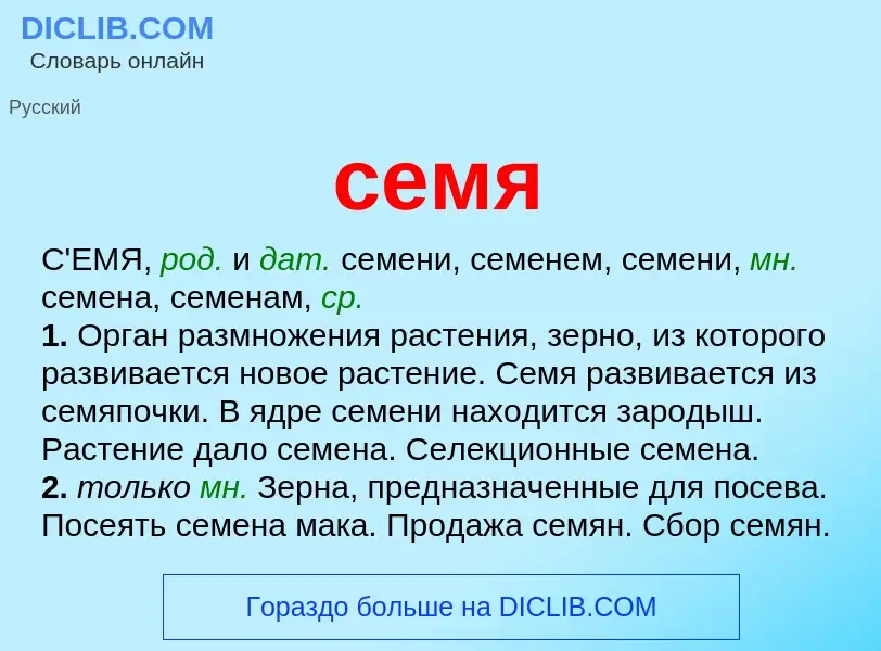 Was ist семя - Definition