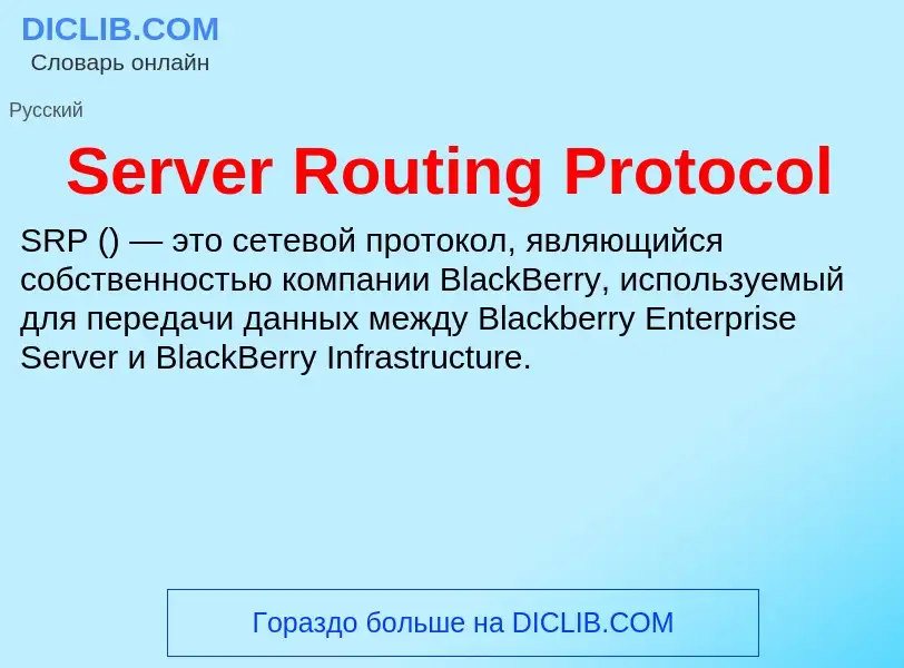 ¿Qué es Server Routing Protocol? - significado y definición