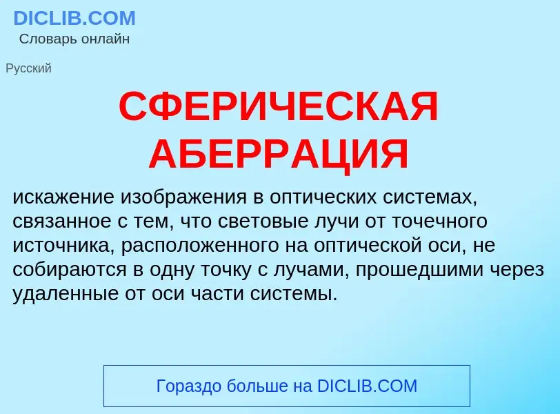 Che cos'è СФЕРИЧЕСКАЯ АБЕРРАЦИЯ - definizione