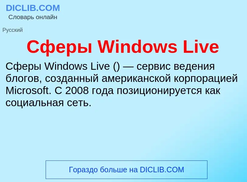 What is Сферы Windows Live - meaning and definition