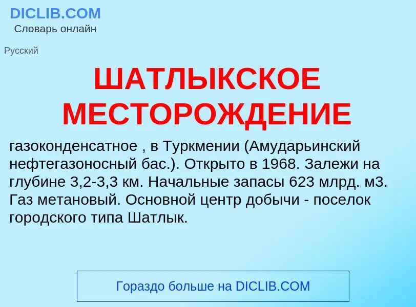 Что такое ШАТЛЫКСКОЕ МЕСТОРОЖДЕНИЕ - определение