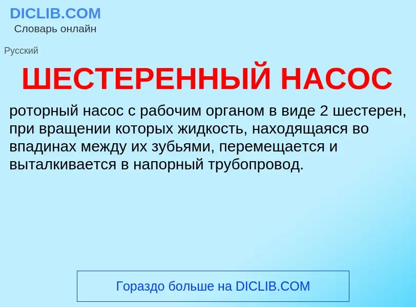 Что такое ШЕСТЕРЕННЫЙ НАСОС - определение